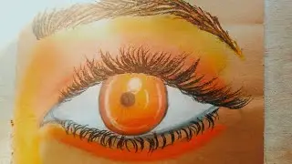 How to make eyelashes and eyebrows with pestle color rainbow orange color #art by inza 