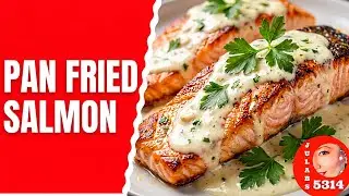 PAN FRIED SALMON WITH CREAMY GARLIC SAUCE #cookwithme