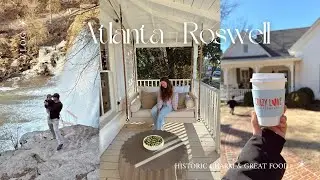 Atlanta vlog 🇺🇸 Roswell (downtown, brunch & coffee, Roswell Mill waterfall, Uptown Cheapskate) ✨
