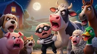 Funny Animal Sounds🐮🐶| Unlucky Thief  | Silly Farm Animals Song for Kids
