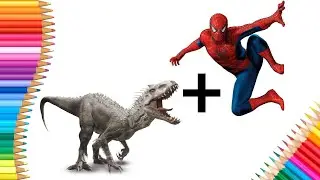 Fusion Drawing Indominus and Spiderman