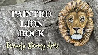 Painted Lion Rock | Bold & Majestic Animal Art on Stone