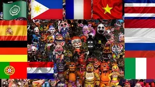 FNAF IN DIFFERENT LANGUAGES (but all animatronics are different)