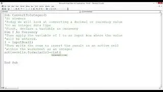 Excel VBA CInt Convert To Integer Data Type