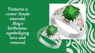 💚May Birthstone💚 Black Hills Gold  Sterling Silver Created Soude Emerald Ring for Women