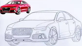 How to Draw Audi RS7 | Realistic Black & White Car Drawing Tutorial