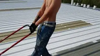 Metal Roof Coating application with a Profile Roller