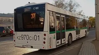 Поездка на автобусе МАЗ 203.016|37 маршрут|970 CI 01|город Астана