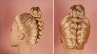 Upside down pull- through braid into the bun 🌿