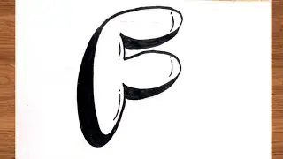 Drawing Graffiti Bubble Letter F Easy /3D graffiti letter F drawing /Art On Paper