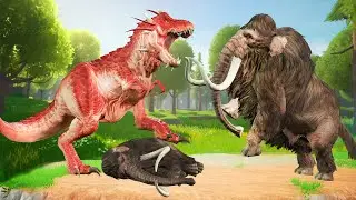 Woolly Mammoth Vs T rex attack Baby Mammoth Saved by Mammoth Elephant Dinosaurs Battle Special
