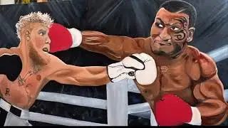 Mike Tyson vs. Jake Paul Oil on Canvas Part 2 Doug LaRue Arts