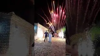#bride #groom #wedding #fireworks #fountains #entrance