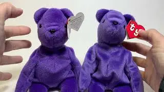 Ty Beanie Baby Old Face Violet Teddy vs Fake OF Violet Teddy