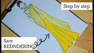 رسم ازياء هندية بكل الخطوات الصغيرة و الكبيرة / رسم فساتين هندية / رسم ازياء هندية / drawing saree