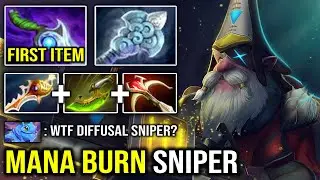 WTF MANA BURN SNIPER?? 1st Item Diffusal + Wind Waker Rapier Crazy Godlike 100% Machine Gun DotA 2