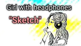 Headphone Girl Pencil Sketch ✏️ | Music Lover Drawing | Step by Step#sketch 