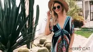 10% Off CHERRY CAT Women Cover Ups Swimsuit Casual Loose Beach Dress