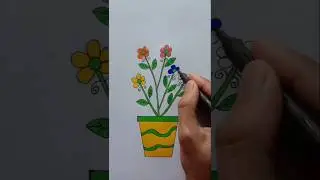 Easy Drawing Flower Pot #art