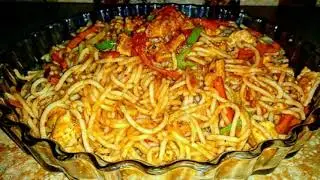 Spaghetti without Chilli sauce and Soya sauce! Delicious Noodles.