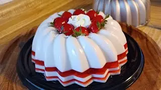 Gelatina de coco y fresa ...super cremosita y facil de preparar