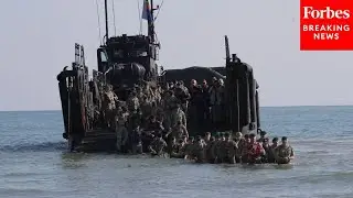 British Royal Marines Land On Beaches in France Commemorate The 80-th Anniversary Of D-Day