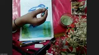 SCENERY /BIRD  COLOURING WITH OIL PASTELS BY ARTISTIC STUDIO