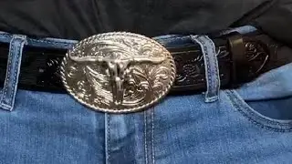 XZQTIVE Western Leather Belt for Men Women Cowgirl Cowboy Belt Country Belt Silver Buckle Tooled Lea