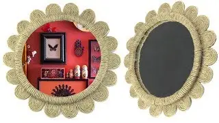 Beautiful Sunflower Shape Jute Wall Hanging Mirror - Jute Art and Craft