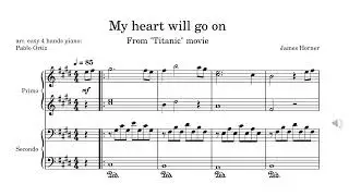My heart will go on for easy four hands piano