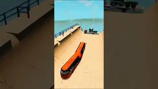 Orange Long Bus Vs Mega Ramp | #beamngdrive #shorts