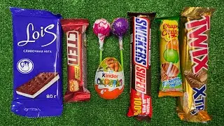 ASMR Most Popular Candys / some lots of colorful rainbow lollipop candy / unpacking chocolate eat