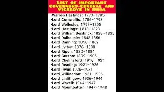 List of important governor -general and victories in India #shorts #short