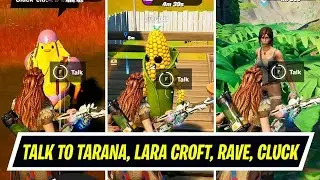 Fortnite - Spire Challenges - Talk with Tarana, Lara Croft, Raven, Chicken Warrior, or Cobb