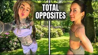 Tattoo Model teach Girl Friend how to stretch to learn the split - ASMR stretching training session