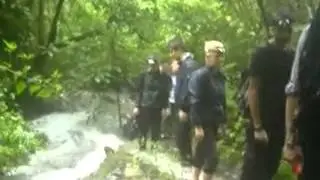THAILAND  SANGHKLABURI  CLIMBING UP WATERFALL