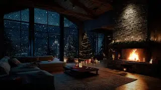 Gentle Snowfall & Firelight ❄️ Winter Night Sounds for Rest and Concentration