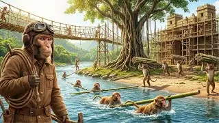 Indian Monkey Engineers Build a Massive Bamboo Fort & River Bridge 😱 | 4K