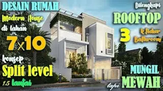 Rumah 7x10 m split level 3 kamar tidur 1,5 lantai dengan rooftop