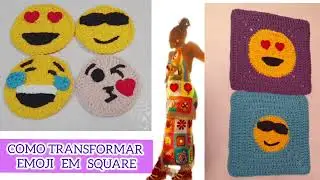 COMO TRANSFORMAR EMOJI OU CIRCULO EM SQUARE  #Vlog_do_Croch&ecirc; #Croch&ecirc; _moderno