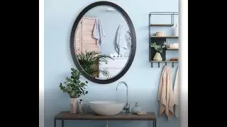 Head West Mirror | Classic Black Oval Metal Framed Beveled Vanity Wall Mirror