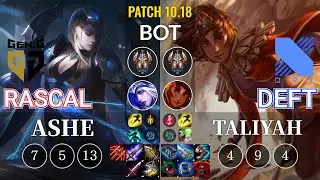 GEN Rascal Ashe vs DRX Deft Taliyah Bot - KR Patch 10.18