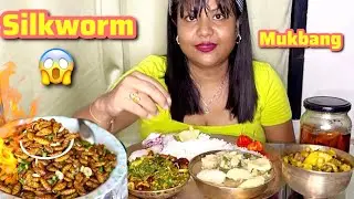 Northeast Silkworm Thali Mukbang | Naga food explore🥵| ASMR Mukbang Fish Boil curry#asmreating#viral