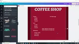Create a PDF in Canva//Canva PDF Coffee Menu Design lets get started