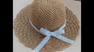crochet woman summer hat part 2- cách móc mũ rộng vành phần vành mũi sò