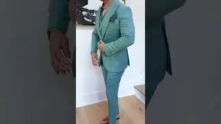 Make a Statement in Aqua Lino Tweed Look | Sebastian Cruz Couture