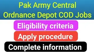 Pak Army Central Ordnance Depot COD Jobs 2022 | pak Army jobs 2022 |test knowledge.