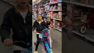 Dad catches daughters riding bikes inside the store #shorts