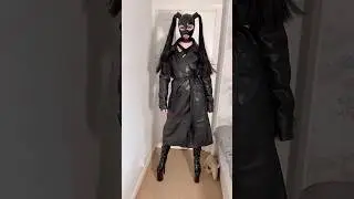 Latex Hood, Leather Coat, Boots, Latex & Jeans🖤👖👢 #leather #boots #fyp #shiny #fashion #latexhood