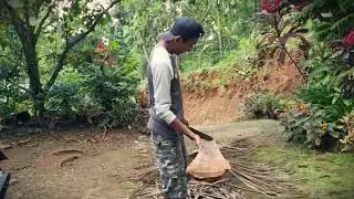Homestead Hack: Easiest Way to Process Coconut Leaf Fuel _FarmersLife _Shorts